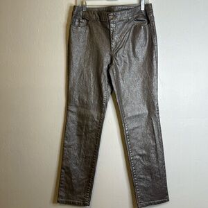 Chico's Platinum Silver Metallic Petite Crop 1 Jeans